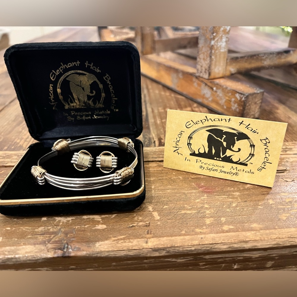 African elephant hair bracelet and earring set.